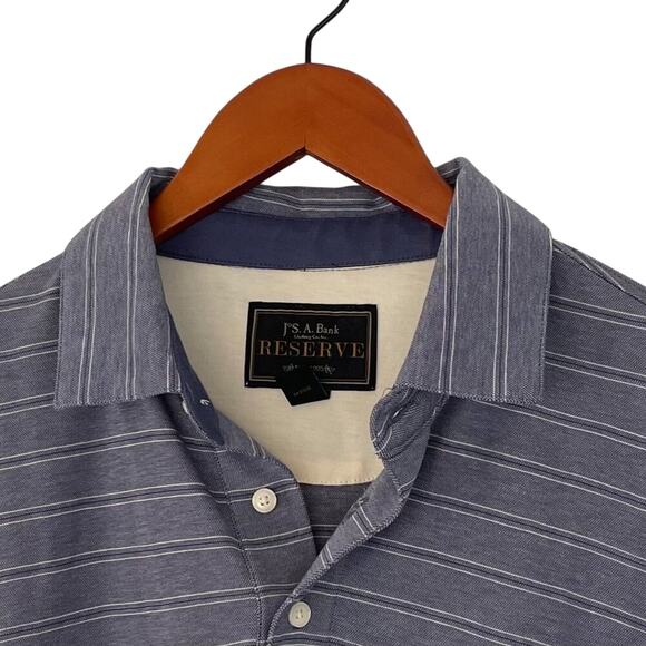 Jos. A. Bank Reserve Traditional Fit Short Sleeve Polo Shirt Blue/White Stripe M - Picture 2 of 11